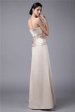 Sheath/Column Strapless Beading Hand-Made Flower Elastic Woven Satin Mother of the Bride Dresses TPP0007324