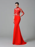 Trumpet/Mermaid High Neck Applique Long Sleeves Long Chiffon Dresses TPP0009091