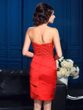 Sheath/Column Sweetheart Beading Sleeveless Short Satin Mother of the Bride Dresses TPP0007380