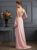 Sheath/Column Straps Sleeveless Long Elastic Woven Satin Mother of the Bride Dresses TPP0007364