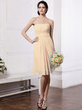 Sheath/Column Strapless Sleeveless Pleats Short Chiffon Bridesmaid Dresses TPP0005722