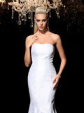 Sheath/Column Strapless Sleeveless Long Satin Dresses TPP0009171