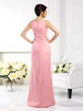 Sheath/Column Square Sleeveless Long Elastic Woven Satin Mother of the Bride Dresses TPP0007357