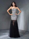 Sheath/Column Strapless Sequin Sleeveless Long Satin Dresses TPP0002738