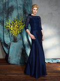 Trumpet/Mermaid Bateau Applique 1/2 Sleeves Long Taffeta Mother of the Bride Dresses TPP0007307