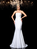 Sheath/Column Strapless Sleeveless Long Satin Dresses TPP0009171