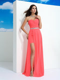 Sheath/Column Sweetheart Pleats Sleeveless Long Chiffon Dresses TPP0003202