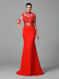 Trumpet/Mermaid High Neck Applique Long Sleeves Long Chiffon Dresses TPP0009091