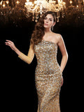 Trumpet/Mermaid One-Shoulder Beading 3/4 Sleeves Long Sequins Dresses TPP0009183