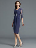 Sheath/Column Sweetheart Chiffon 1/2 Sleeves Knee-Length Mother of the Bride Dresses TPP0007204