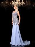 Sheath/Column Straps Rhinestone Sleeveless Long Chiffon Dresses TPP0004296