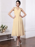 Sheath/Column V-neck Sleeveless Beading Applique Short Chiffon Bridesmaid Dresses TPP0005535