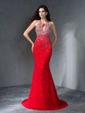 Trumpet/Mermaid Halter Beading Sleeveless Long Chiffon Dresses TPP0002024