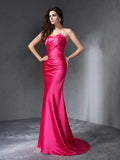 Trumpet/Mermaid Sweetheart Sleeveless Long Satin Dresses TPP0009219