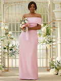 Sheath/Column Stretch Crepe Ruched One-Shoulder Sleeveless Floor-Length Bridesmaid Dresses TPP0004996