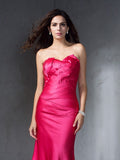 Trumpet/Mermaid Sweetheart Sleeveless Long Satin Dresses TPP0009219