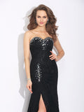 Sheath/Column Sweetheart Rhinestone Sleeveless Long Lace Dresses TPP0003494