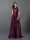 A-Line/Princess Pleats Sleeveless Long Silk like Satin Bridesmaid Dresses TPP0004905