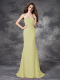 Trumpet/Mermaid Sweetheart Ruched Sleeveless Long Chiffon Bridesmaid Dresses TPP0005188