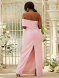 Sheath/Column Stretch Crepe Ruched One-Shoulder Sleeveless Floor-Length Bridesmaid Dresses TPP0004996