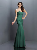 Trumpet/Mermaid Sweetheart Pleats Sleeveless Long Chiffon Bridesmaid Dresses TPP0005371