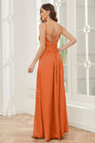 A-line Straps Soft Satin Floor Length Bridesmaid Dress