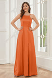 A-line Straps Soft Satin Floor Length Bridesmaid Dress