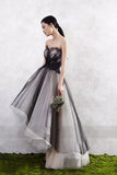 A Line Tulle High Low Sweetheart Strapless Sleeveless Prom Dresses Homecoming Dresses