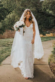 Rose Lace Sweetheart Boho Wedding Dresses Spaghetti Strap Beach Wedding Dresses