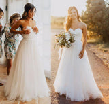 Elegant Tulle Beach 2024 Sweetheart Lace A line Simple Plus Size Country Wedding Dress